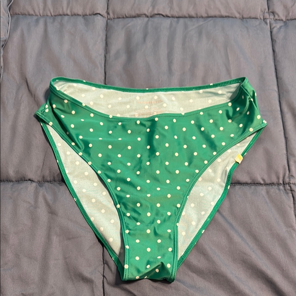 Summersalt Green Polka bikini bottom, high rise and high leg
